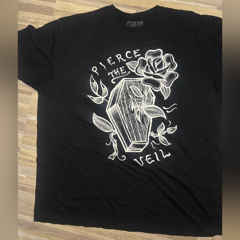 Pierce The Veil Coffin & Roses Boyfriend Fit Girls T-Shirt